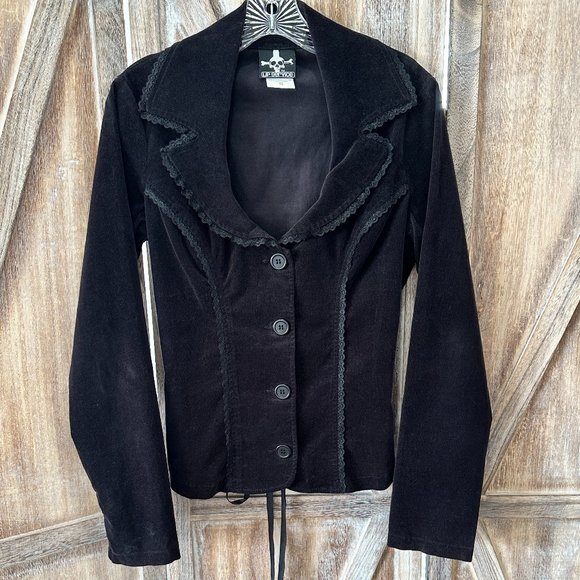 Lip Service Jackets & Coats Lip Service Black Corset Back Lace Trim Jacket Poshmark